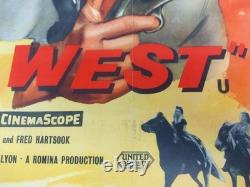 Affiche de cinéma originale britannique Quad d'Escort West (1959) avec Victor Mature