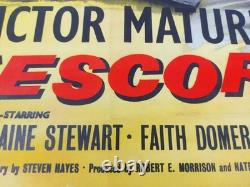 Affiche de cinéma originale britannique Quad d'Escort West (1959) avec Victor Mature