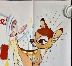 Affiche de cinéma originale en quad de Bambi pour la réédition de 1966 de Walt Disney