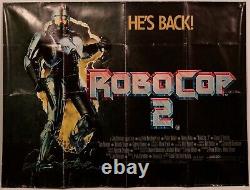 Affiche de cinéma originale et vintage de Robocop 2, format quad 40x30 RARE GC