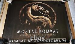 Affiche de cinéma originale rare et roulée du film Vintage Mortal Kombat 1995 UK Quad
