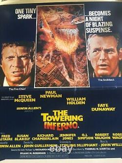 Affiche de cinéma originale vintage de Towering Inferno US/UK spéciale linéaire soutenue