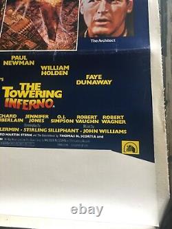 Affiche de cinéma originale vintage de Towering Inferno US/UK spéciale linéaire soutenue