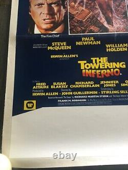 Affiche de cinéma originale vintage de Towering Inferno US/UK spéciale linéaire soutenue