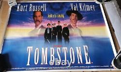 Affiche de cinéma quad originale du Royaume-Uni Tombstone 90s Western Kurt Russell Val Kilmer