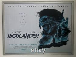 Affiche de cinéma quad originale rare Highlander 40e anniversaire, illustration fantastique
