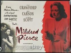 Affiche de film originale Quad de Mildred Pierce 4K des années 2000 RR Joan Crawford en parfait état