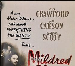 Affiche de film originale Quad de Mildred Pierce 4K des années 2000 RR Joan Crawford en parfait état