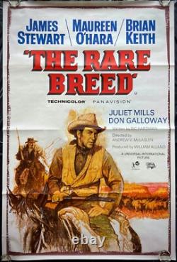 Affiche de film originale britannique Double Quad Rare Breed James Stewart 1966
