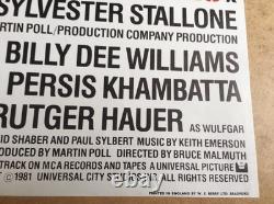 Affiche de film originale britannique Quad de Nighthawks, cinéma culte, Stallone