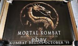 Affiche de film originale et rare du Royaume-Uni de Mortal Kombat 1995 en format Quad, enroulée et de style vintage