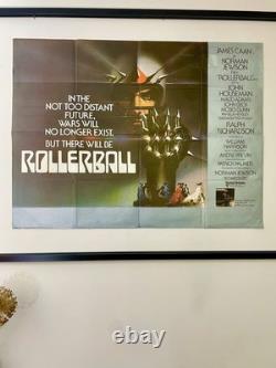 Affiche de film originale vintage ROLLERBALL rare 1975 première sortie UK Quad 30x40