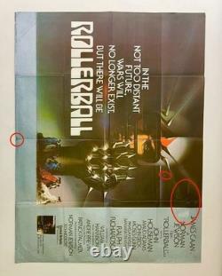 Affiche de film originale vintage ROLLERBALL rare 1975 première sortie UK Quad 30x40