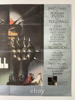 Affiche de film originale vintage ROLLERBALL rare 1975 première sortie UK Quad 30x40
