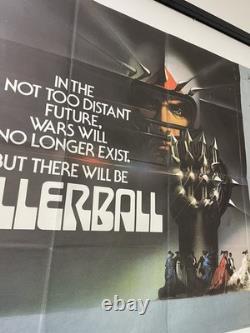 Affiche de film originale vintage ROLLERBALL rare 1975 première sortie UK Quad 30x40