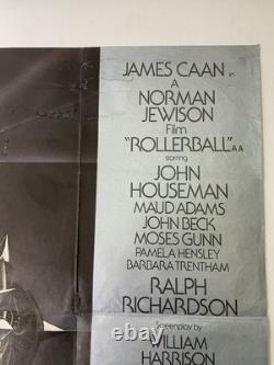 Affiche de film originale vintage ROLLERBALL rare 1975 première sortie UK Quad 30x40