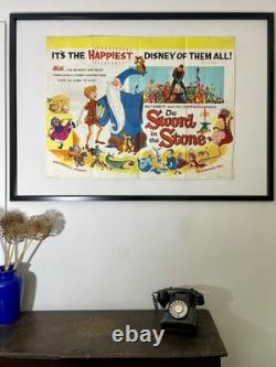 Affiche de film vintage originale RARE de 1963 SWORD IN THE STONE UK Quad PREMIÈRE SORTIE
