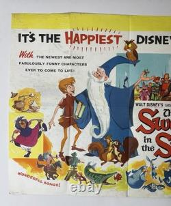 Affiche de film vintage originale RARE de 1963 SWORD IN THE STONE UK Quad PREMIÈRE SORTIE