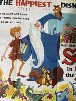 Affiche de film vintage originale RARE de 1963 SWORD IN THE STONE UK Quad PREMIÈRE SORTIE