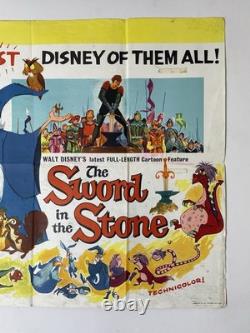 Affiche de film vintage originale RARE de 1963 SWORD IN THE STONE UK Quad PREMIÈRE SORTIE