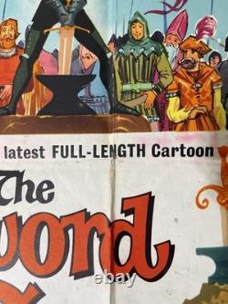 Affiche de film vintage originale RARE de 1963 SWORD IN THE STONE UK Quad PREMIÈRE SORTIE
