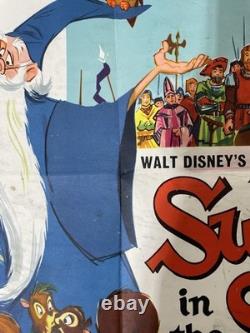 Affiche de film vintage originale RARE de 1963 SWORD IN THE STONE UK Quad PREMIÈRE SORTIE