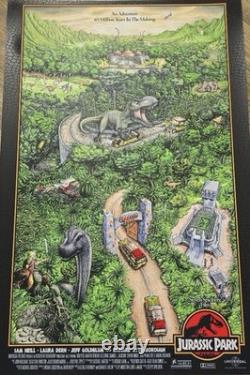 Affiche en sérigraphie de Jurassic Park. Jeff Murray. Commande privée limitée x140