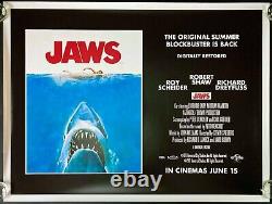 Affiche originale Quad du film Les Dents de la Mer de Steven Spielberg, réédition pour l'anniversaire en 2012