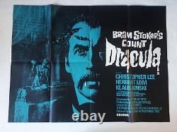 Affiche originale britannique de Bram Stoker's Count Dracula 1970, format UK Quad 30x40, mettant en vedette Christopher Lee.