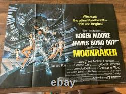 Affiche originale britannique quad de James Bond Moonraker 30x40 pliée