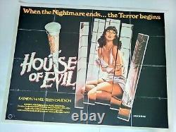 Affiche originale du Royaume-Uni pour House Of Evil House On Sorority Row, film d'horreur slash.