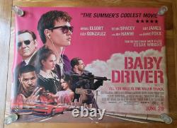 Affiche originale du film BABY DRIVER du Royaume-Uni utilisée au cinéma (Affiche d'exposition) Recto-Verso - Format Quad