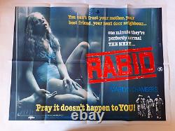 Affiche originale du film RABID 1977 de David Cronenberg, format UK Quad 30x40, d'époque.