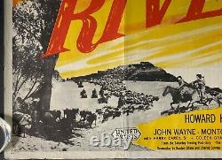Affiche originale du film Red River en quad cinéma - John Wayne et Howard Hawkes