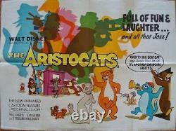 Aristocats British Quad Affiche De Film Walt Disney Vintage 1970 30x40 Rare