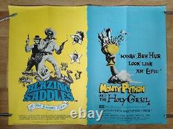 BLAZING SADDLES / MONTY PYTHON ET LE SAINT GRAAL affiche originale d/b quad du Royaume-Uni