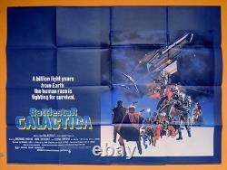 Battlestar Galactica (1978) affiche quad originale britannique, illustration Tanenbaum, science-fiction