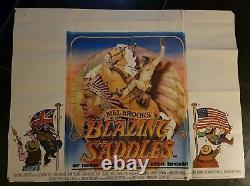 Blazing Saddles 1974 Original Uk Quad Affiche De Film Mel Brooks Gene Wilder