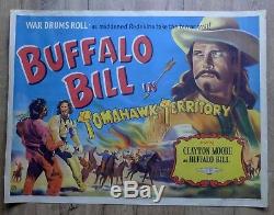 Buffalo Bill 1952 Original Uk Quad Film Affiche Western Cowboys