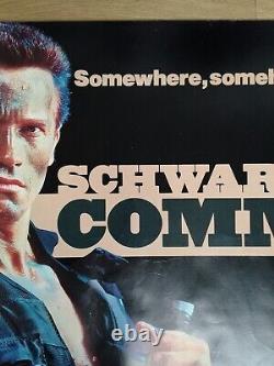 COMMANDO (1985) v. Affiche quad originale britannique ROLLED rare de Schwarzenegger