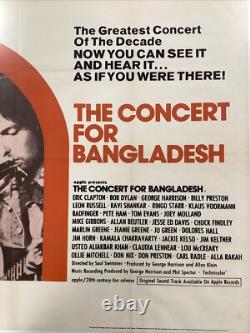 Concert pour le Bangladesh 1972 Affiche de film originale UK Quad 40x30 pouces