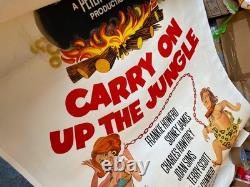 Continuez dans la jungle Affiche originale de 1970, immense, 80 x 40, sur toile - ULTRA RARE