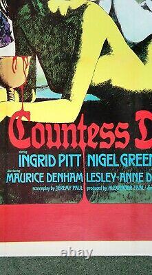 Countess Dracula (1971) Affiche Originale Du Cinéma Quad Britannique Hammer Horror À Dos De Lin