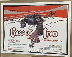 Cross Of Iron Uk Quad Linen Backed (1977) Avec L’affiche Originale De Film Vintage