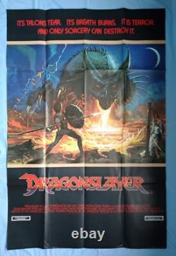 DRAGONSLAYER (1981) affiche de film originale grande 40x60 double quad du Royaume-Uni DISNEY