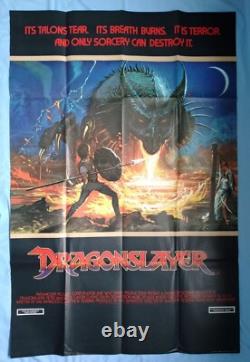 DRAGONSLAYER (1981) affiche de film originale grande 40x60 double quad du Royaume-Uni DISNEY
