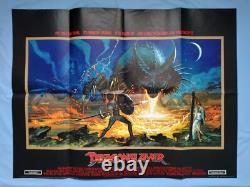 DRAGONSLAYER (1981) affiche originale quadrilatérale du Royaume-Uni art fantastique de Bysouth Dragon