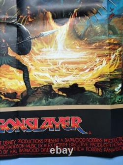 DRAGONSLAYER (1981) affiche originale quadrilatérale du Royaume-Uni art fantastique de Bysouth Dragon