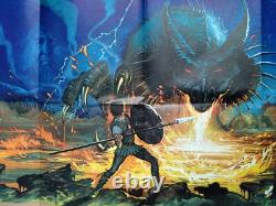 DRAGONSLAYER (1981) affiche originale quadrilatérale du Royaume-Uni art fantastique de Bysouth Dragon