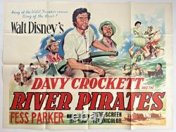 Davy Crockett et les Pirates du Fleuve 1956 Affiche de Film Originale UK Quad